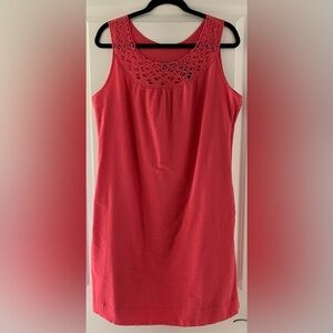 Axcess Liz Claiborne Dress Womens L Coral Embroidered Eyelet Neck Zip 00…